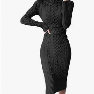 COZY Gray Turtleneck Sweater Dress